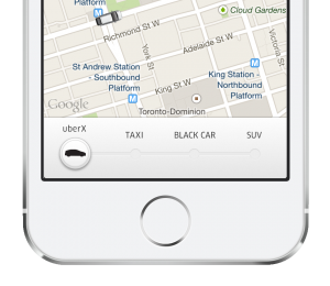 Uber app - uberX Toronto; source: http://blog.uber.com/uberXToronto
